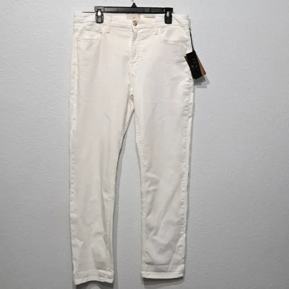 Jen7 by 7 for All Mankind Straight, Crop &amp; Roll White Jeans