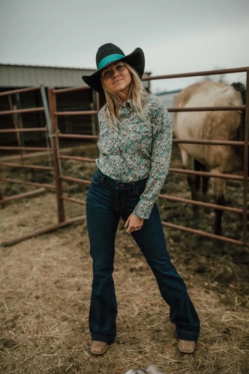 Jennifer High Rise Flare Jean by Kimes Ranch (Dark Blue)