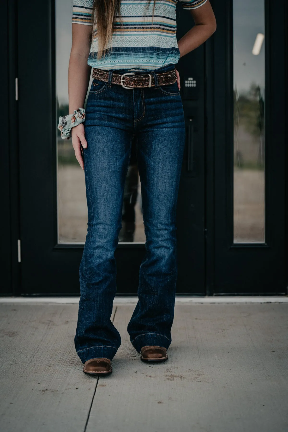Jennifer High Rise Flare Jean by Kimes Ranch (Dark Blue)