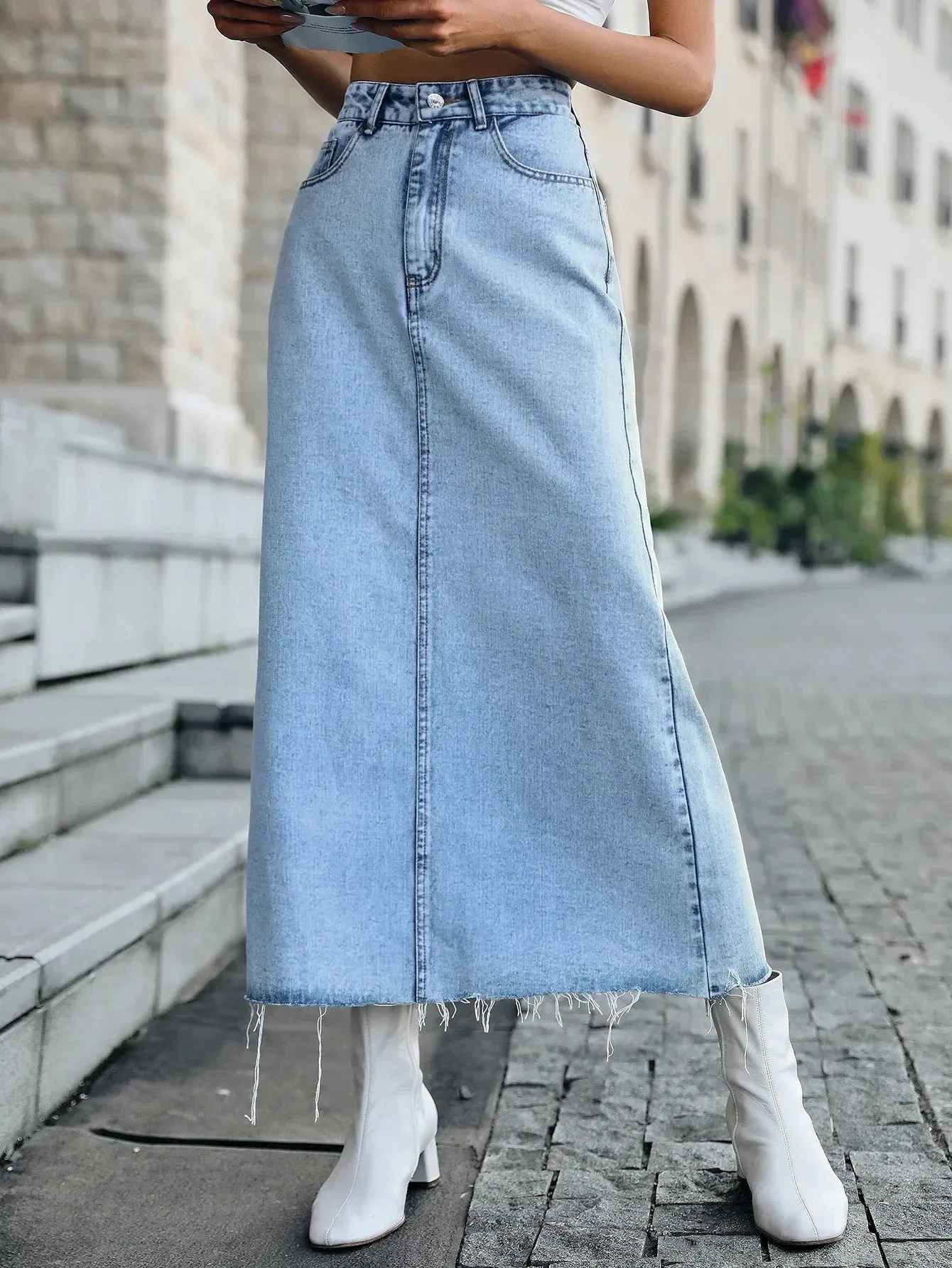 Jessica® | Long, chic denim skirt