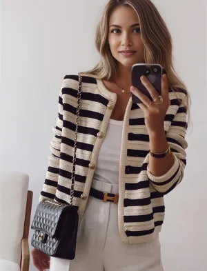 Jimena - Elegante Gestreifte Strickjacke