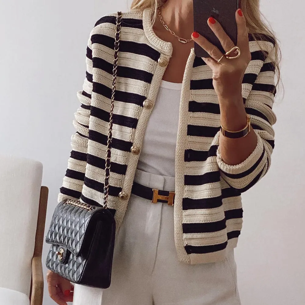 Jimena - Elegante Gestreifte Strickjacke