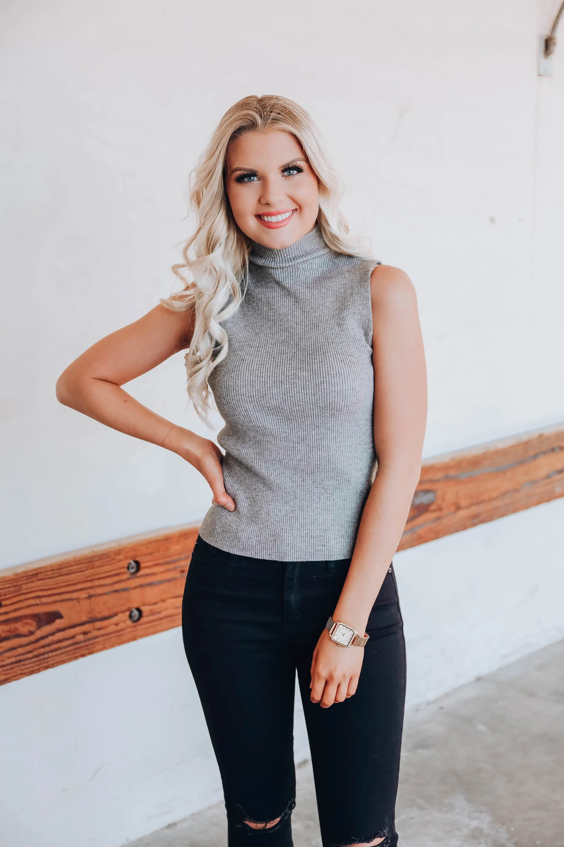 Jo High Neck Sleeveless Sweater