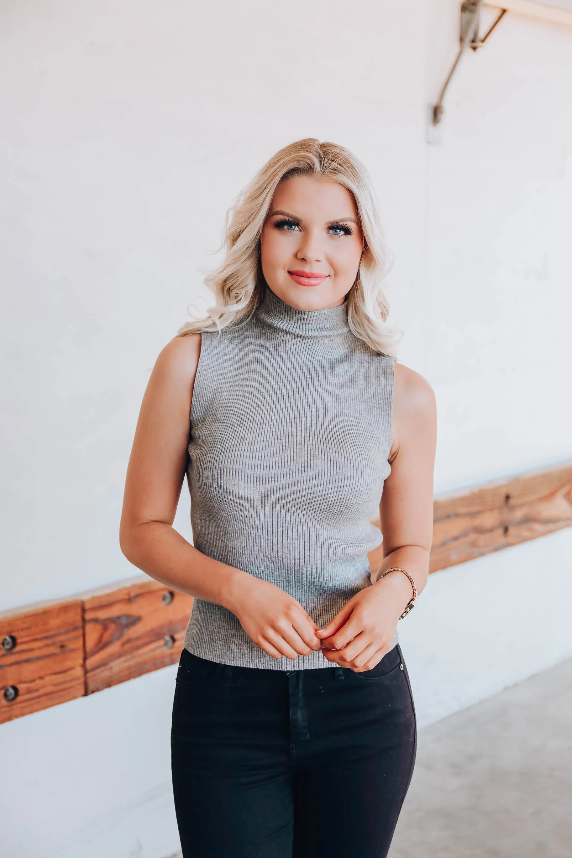 Jo High Neck Sleeveless Sweater