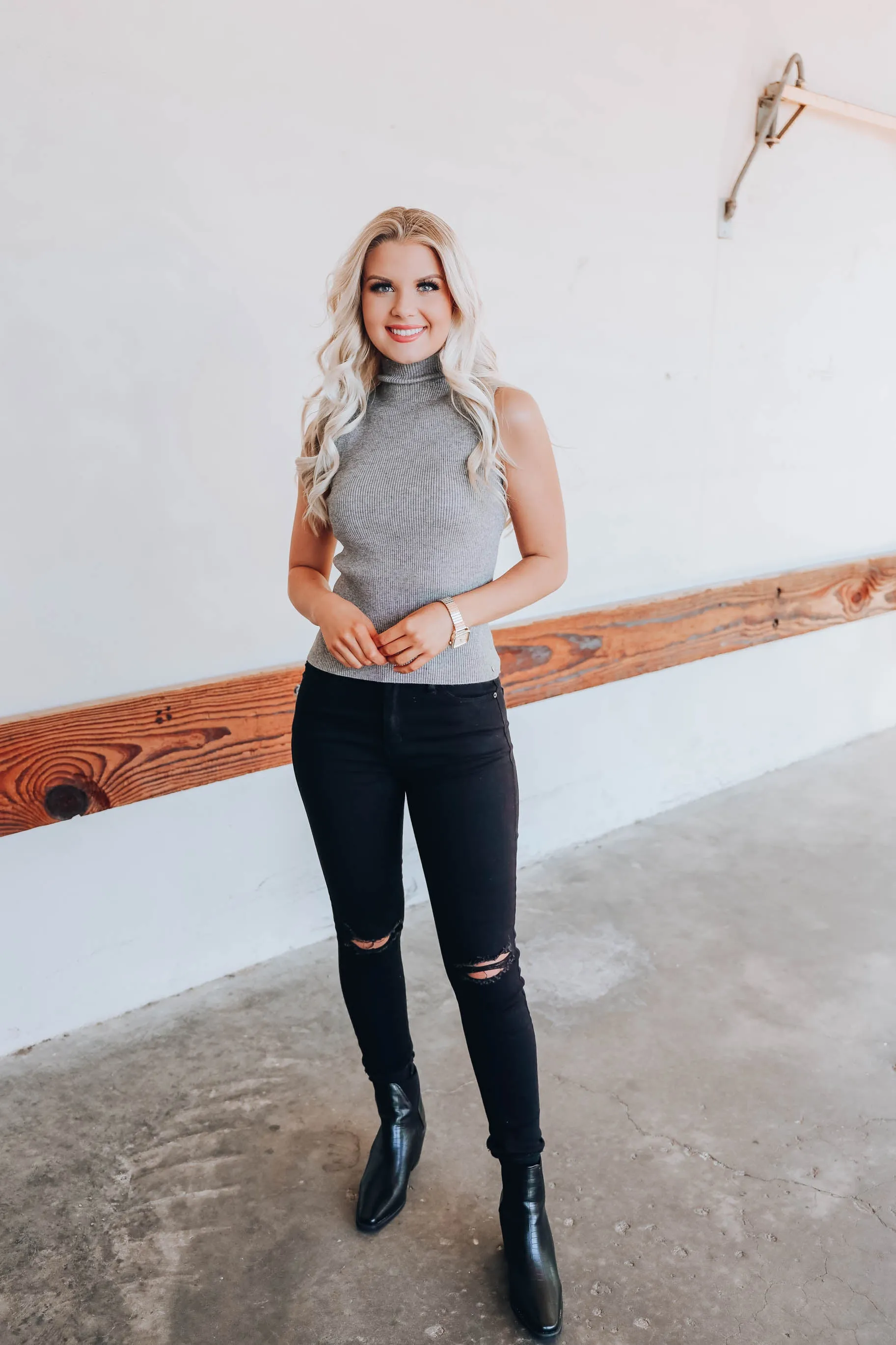 Jo High Neck Sleeveless Sweater