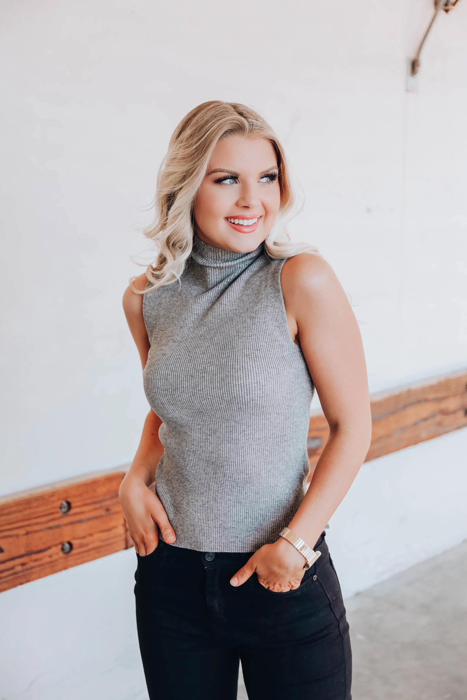 Jo High Neck Sleeveless Sweater