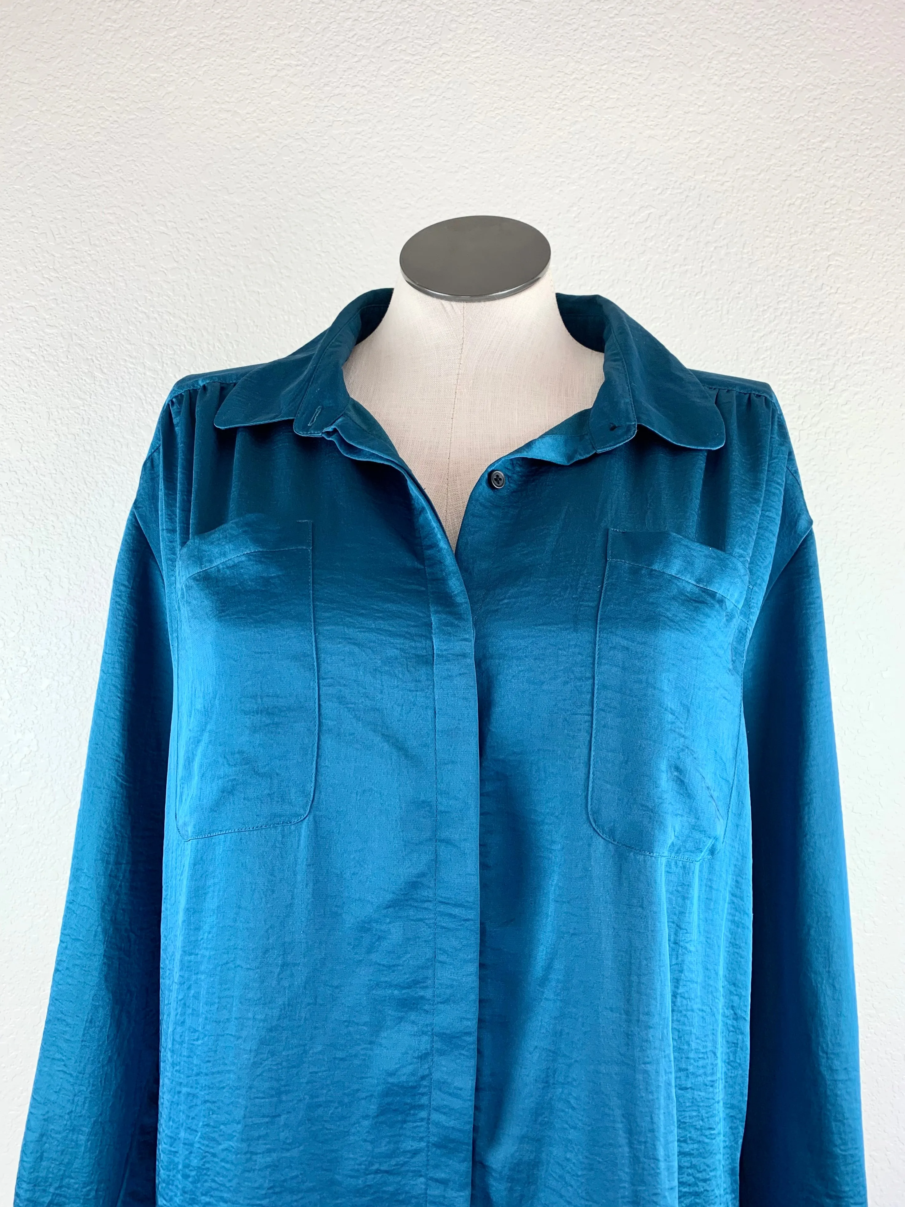 Joe Fresh Half Button L/S Sateen Dress size XL