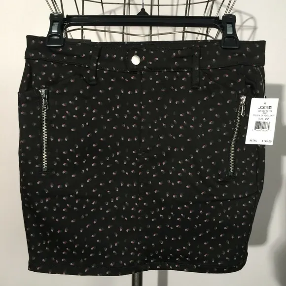 JOE'S JEANS Black Floral Skirt NWT Ditsy Print Slim Pencil