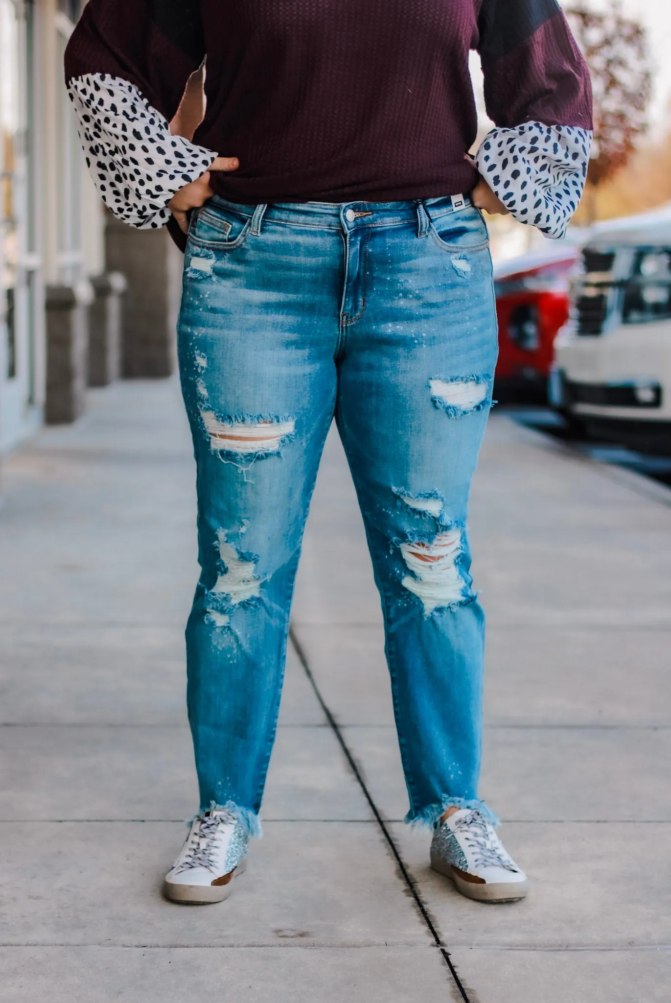 Judy Blue- Bleach Splash Destroyed Jeans