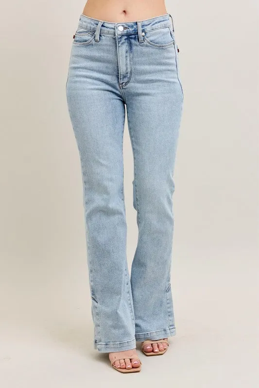 Judy Blue Full Size Tummy Control Vintage Wash Side Slit Slim Boot Jeans Plus Size