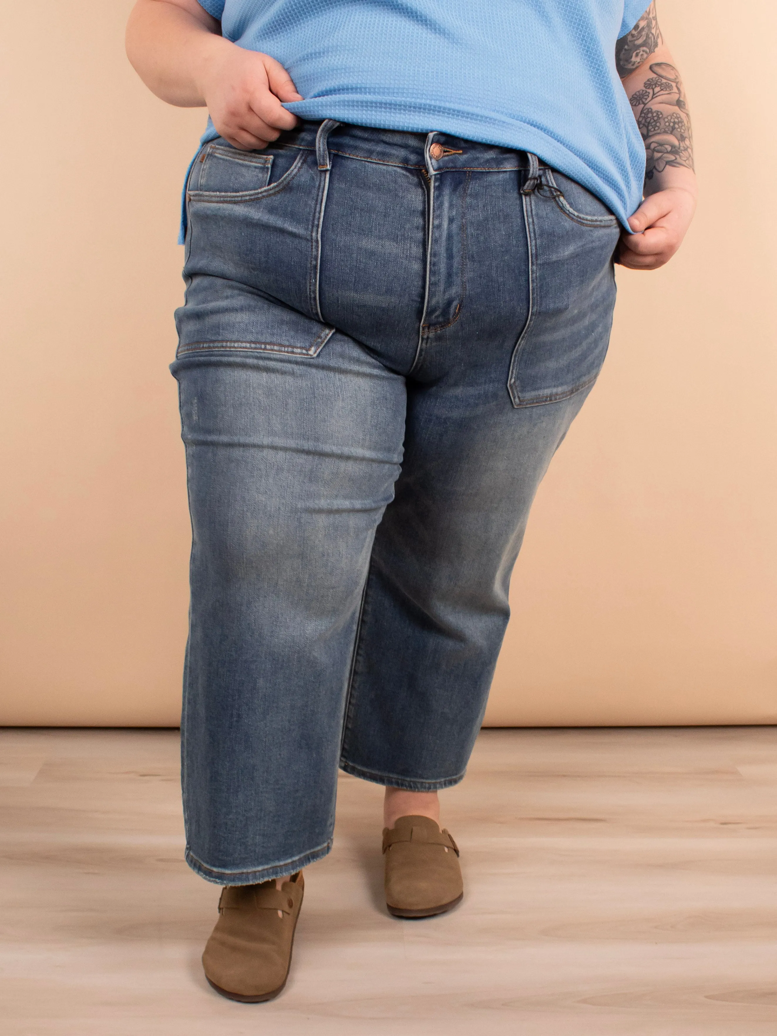Judy Blue High Waist Wide Crop Jeans