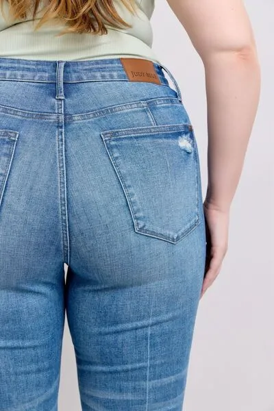 Judy Blue HW Tummy Control Vintage Wash Side Slit Slim Boot Jeans ONLINE EXCLUSIVE