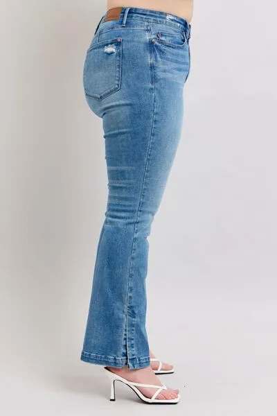 Judy Blue HW Tummy Control Vintage Wash Side Slit Slim Boot Jeans ONLINE EXCLUSIVE