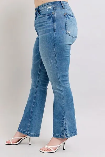 Judy Blue HW Tummy Control Vintage Wash Side Slit Slim Boot Jeans ONLINE EXCLUSIVE