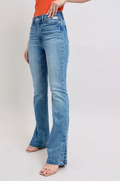 Judy Blue HW Tummy Control Vintage Wash Side Slit Slim Boot Jeans ONLINE EXCLUSIVE