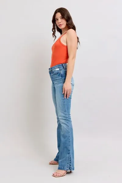 Judy Blue HW Tummy Control Vintage Wash Side Slit Slim Boot Jeans ONLINE EXCLUSIVE