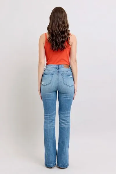 Judy Blue HW Tummy Control Vintage Wash Side Slit Slim Boot Jeans ONLINE EXCLUSIVE