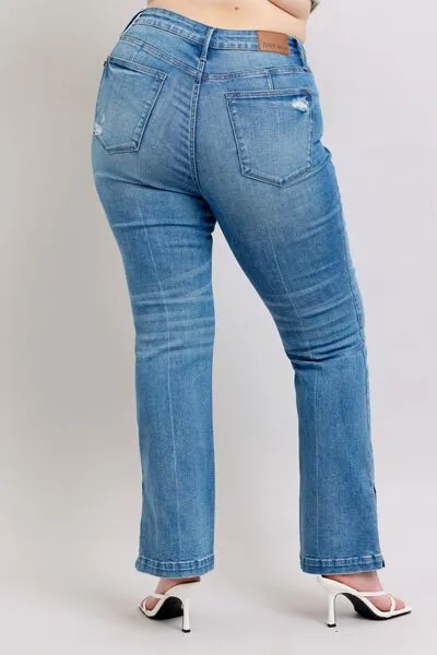 Judy Blue HW Tummy Control Vintage Wash Side Slit Slim Boot Jeans ONLINE EXCLUSIVE