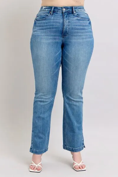Judy Blue HW Tummy Control Vintage Wash Side Slit Slim Boot Jeans ONLINE EXCLUSIVE