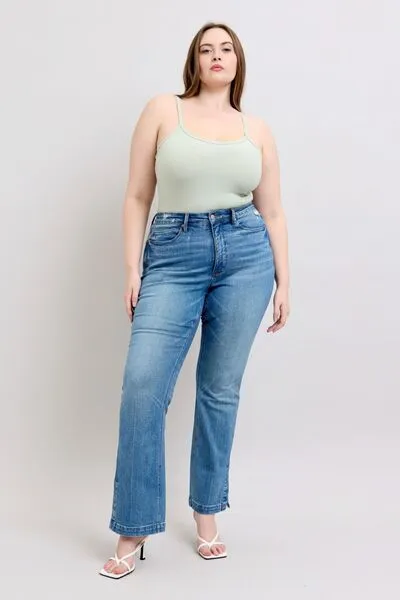 Judy Blue HW Tummy Control Vintage Wash Side Slit Slim Boot Jeans ONLINE EXCLUSIVE