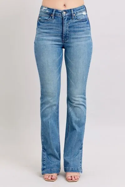 Judy Blue HW Tummy Control Vintage Wash Side Slit Slim Boot Jeans ONLINE EXCLUSIVE