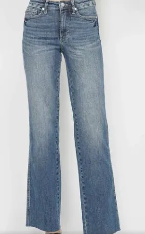 JUDY BLUE- MR Tummy Control Vintage Wash Cut Hem Flare