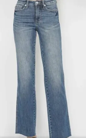 JUDY BLUE- MR Tummy Control Vintage Wash Cut Hem Flare