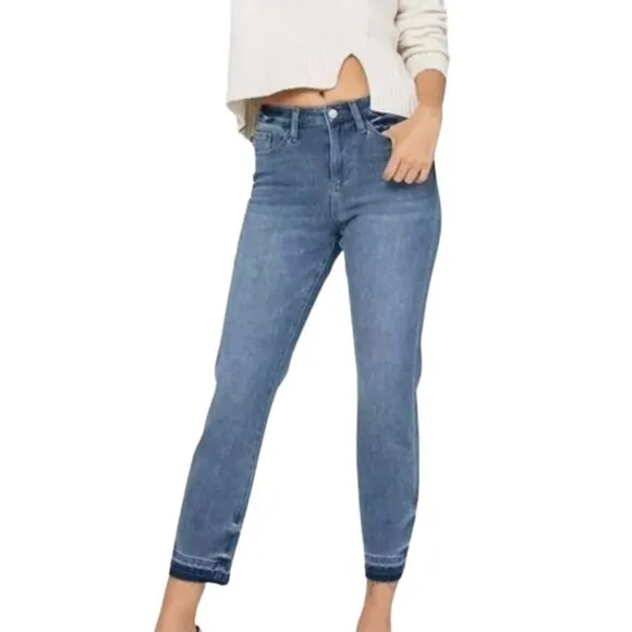 JUDY BLUE Therma Denim Boyfriend Fit High Waist Jeans Womens 3/26 Two Toned