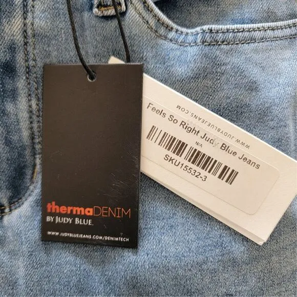 JUDY BLUE Therma Denim Boyfriend Fit High Waist Jeans Womens 3/26 Two Toned