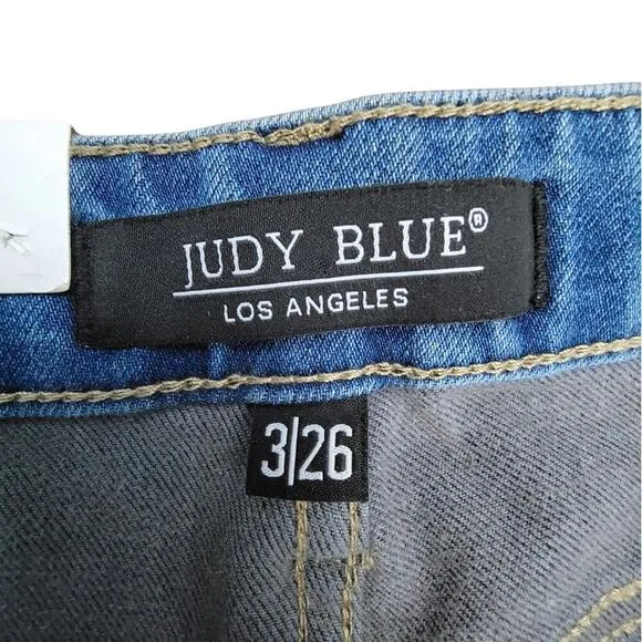 JUDY BLUE Therma Denim Boyfriend Fit High Waist Jeans Womens 3/26 Two Toned