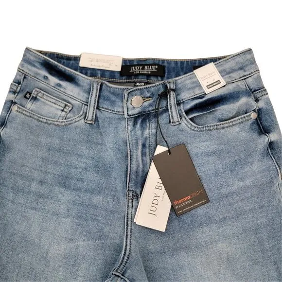 JUDY BLUE Therma Denim Boyfriend Fit High Waist Jeans Womens 3/26 Two Toned