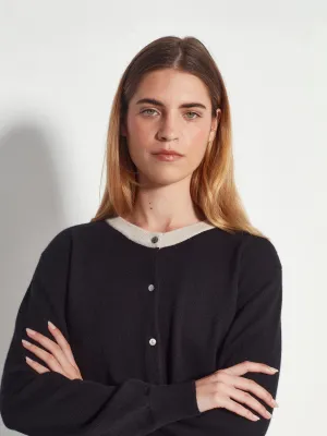 Juliette Hogan Contrast Twin Cardi Cashmere - Oreo