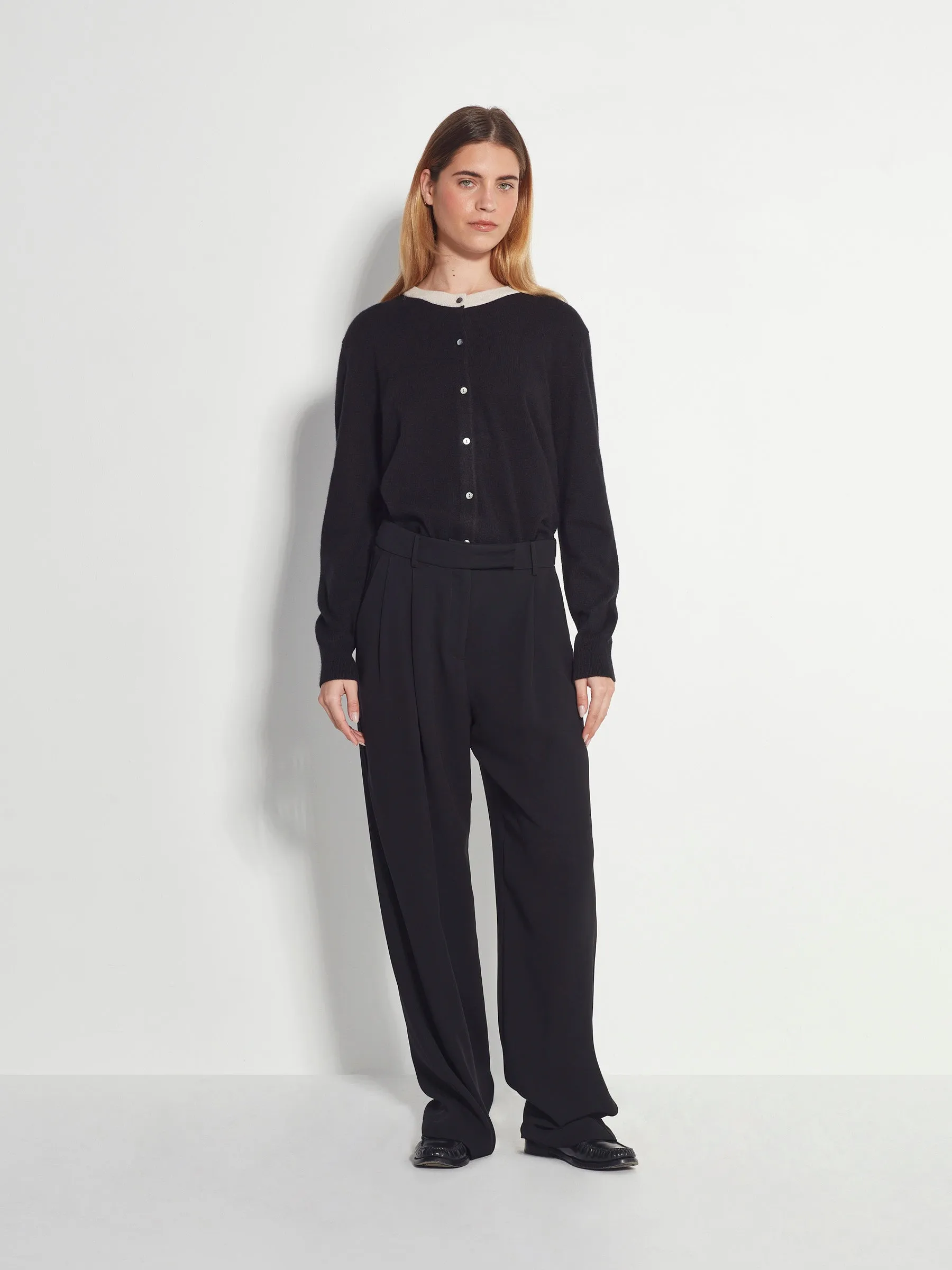 Juliette Hogan Contrast Twin Cardi Cashmere - Oreo