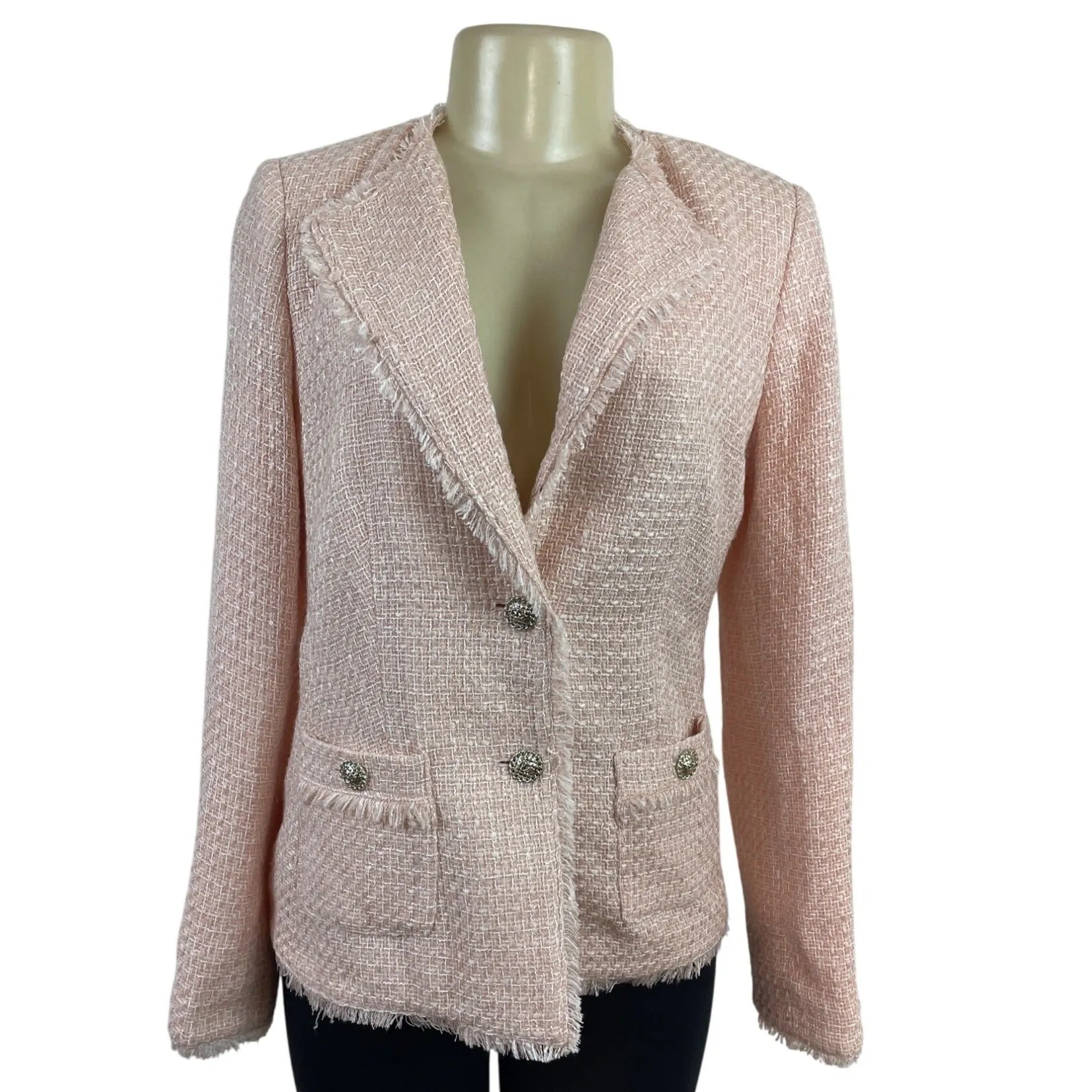 Karl Lagerfeld Women’s Pink Blazer Jacket With Fringe Detail Sz 6