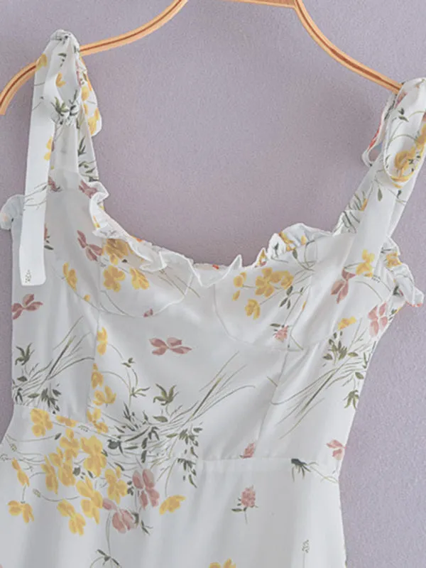 Kayla Fresh Floral print slim-fit Short Tie Dress