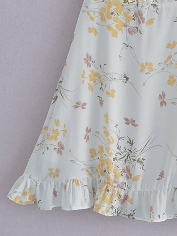 Kayla Fresh Floral print slim-fit Short Tie Dress