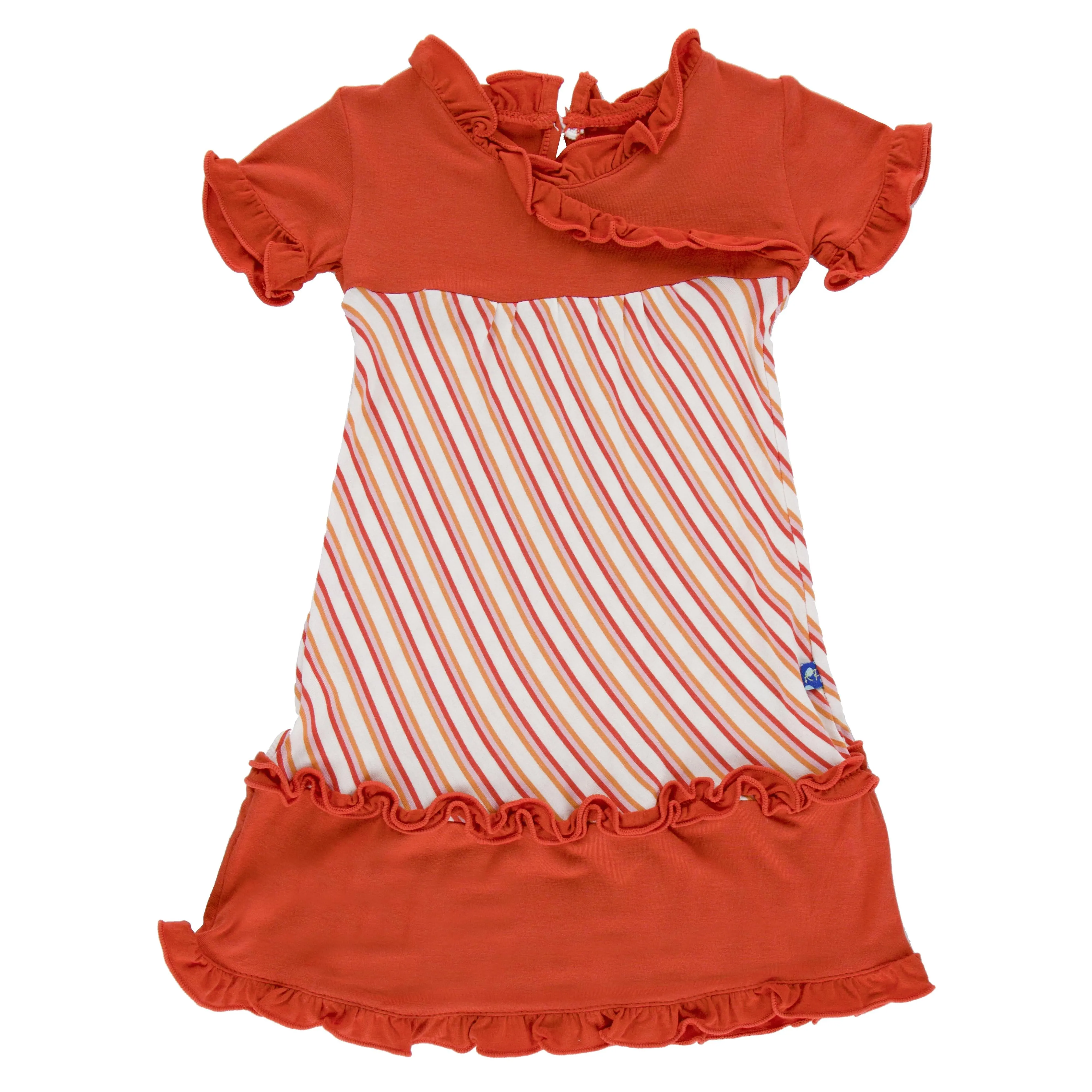 KicKee Pants Print Short Sleeve Tea Dress--Girl Fresh Water Stripe