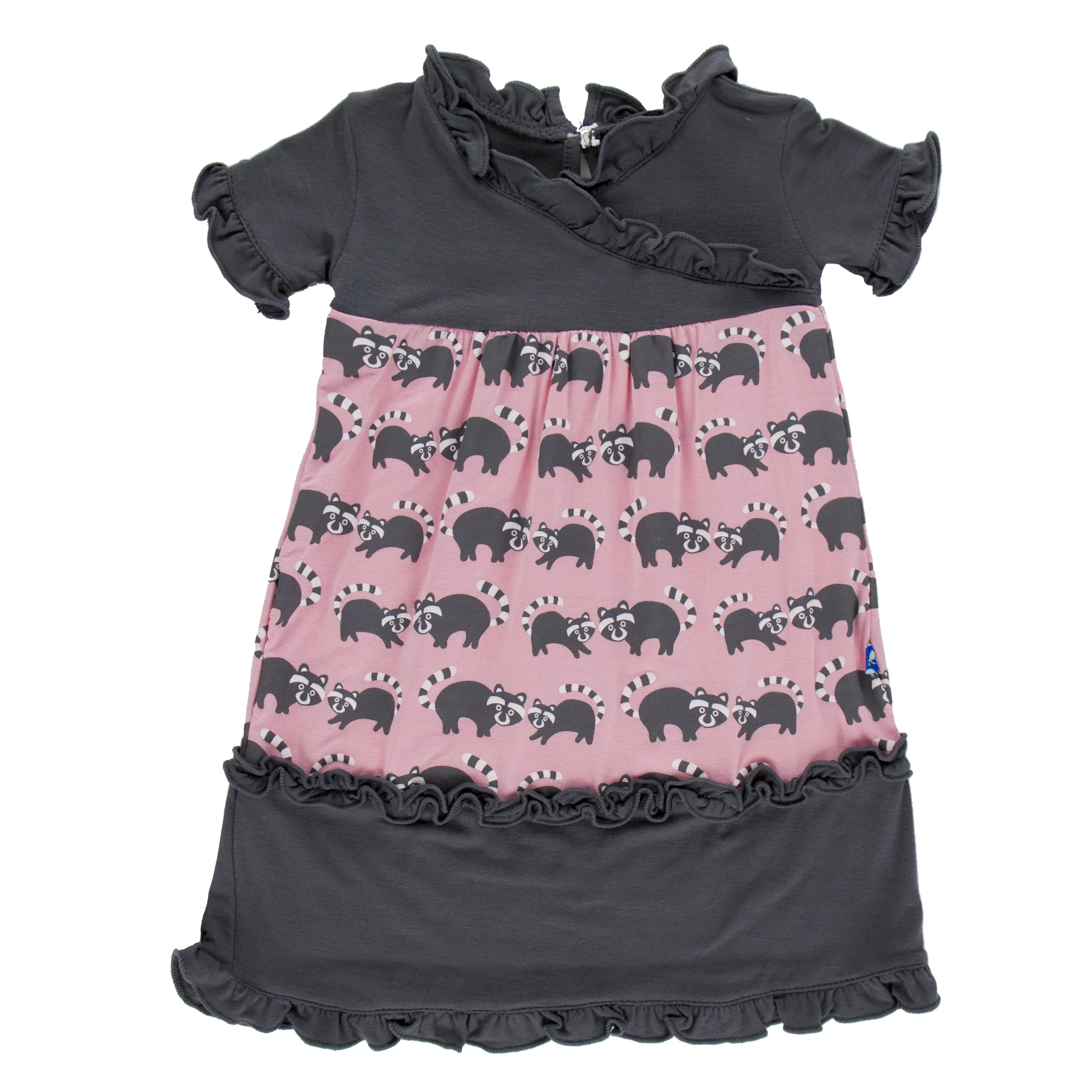 KicKee Pants Print Short Sleeve Tea Dress--Lotus Raccoon