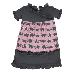 KicKee Pants Print Short Sleeve Tea Dress--Lotus Raccoon
