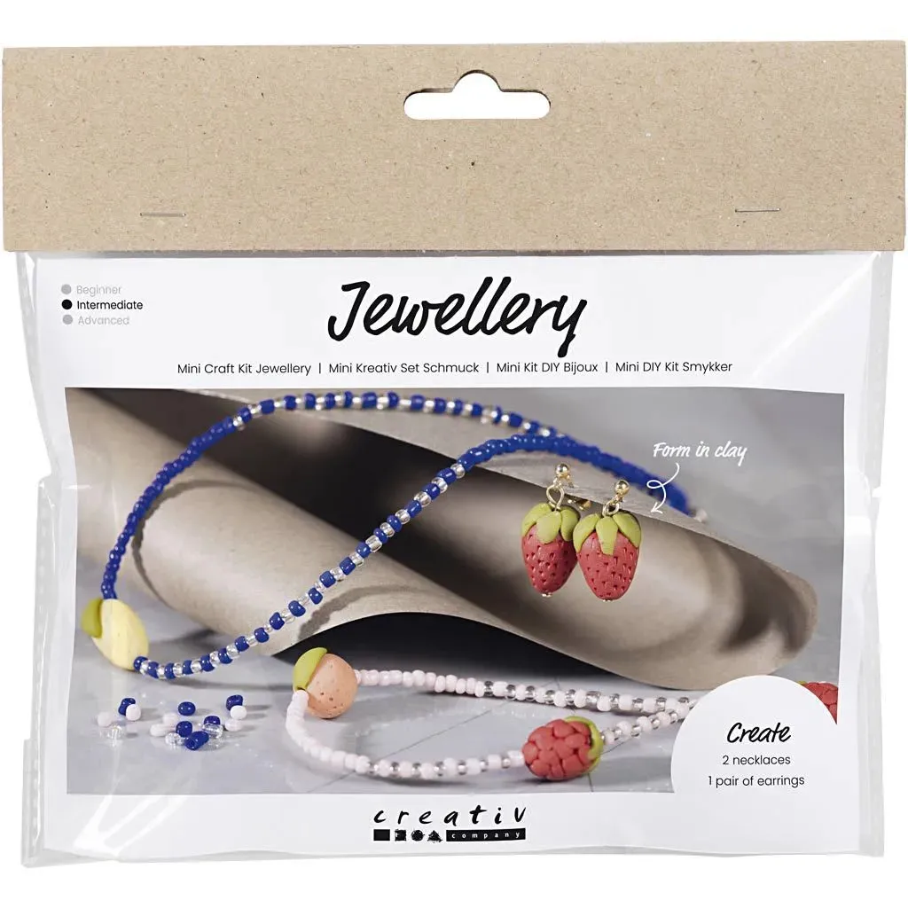 Kid's Necklace And Earrings Mini Jewellery Craft Kit Royal Blue - All Materials Included