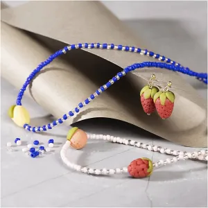 Kid's Necklace And Earrings Mini Jewellery Craft Kit Royal Blue - All Materials Included
