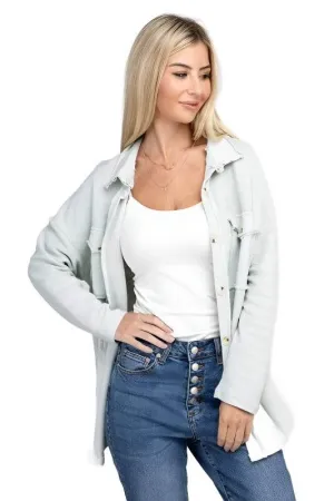 Knit Shacket with Flap Pocket