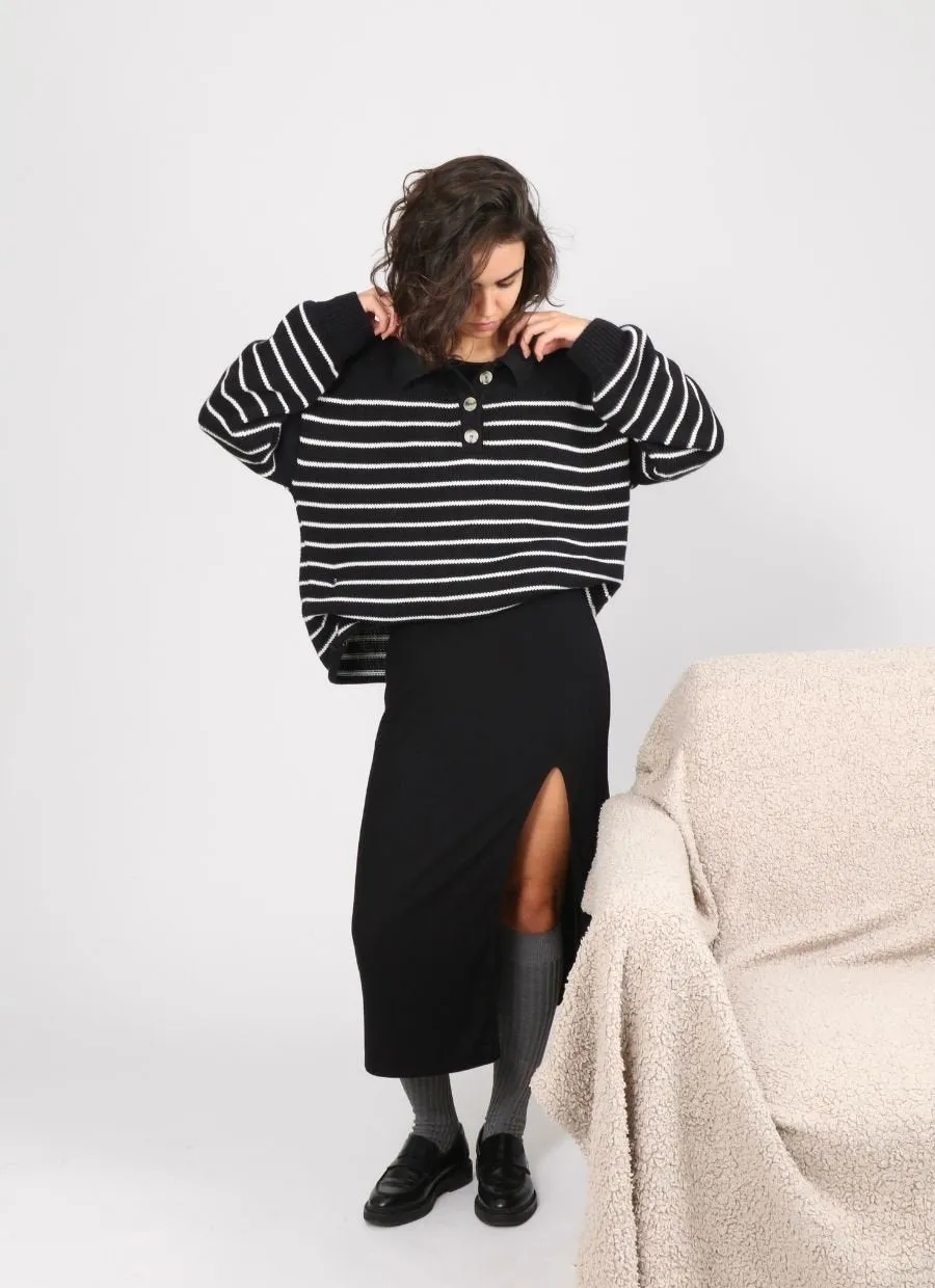 Knit Sweater Elise Organic Cotton - Black & White Striped