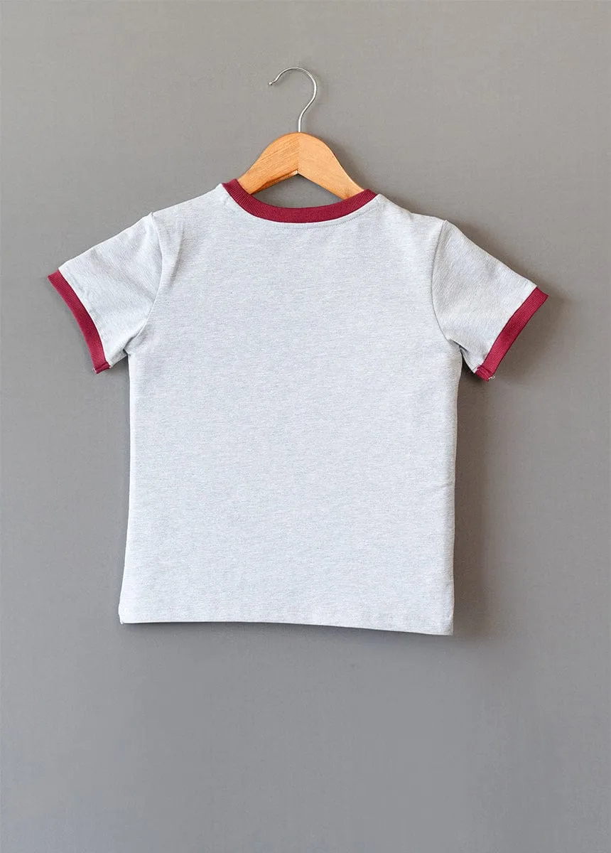 LA Ash Rib Grey Colour T Shirt For Girls