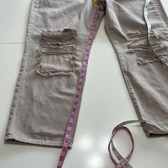 L’Agence High Rise Enya Tan Distressed Ankle Jeans Size 32