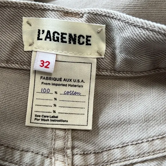 L’Agence High Rise Enya Tan Distressed Ankle Jeans Size 32