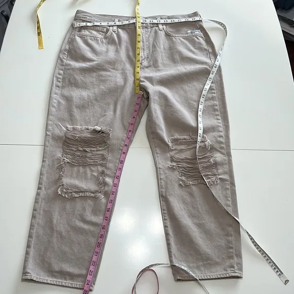 L’Agence High Rise Enya Tan Distressed Ankle Jeans Size 32