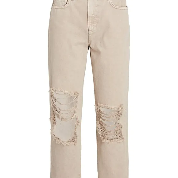 L’Agence High Rise Enya Tan Distressed Ankle Jeans Size 32