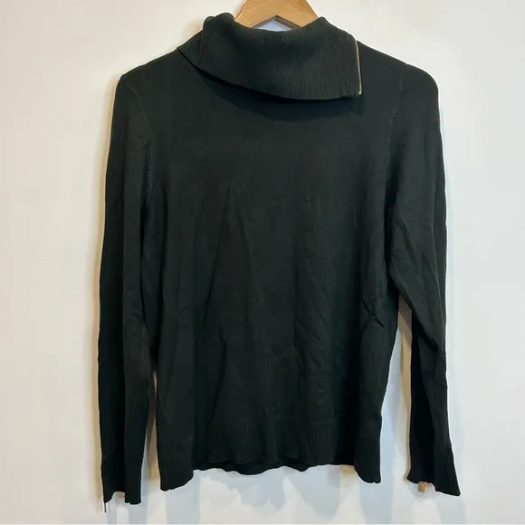 Laura Zippered Split Neck Sweater Forest Green