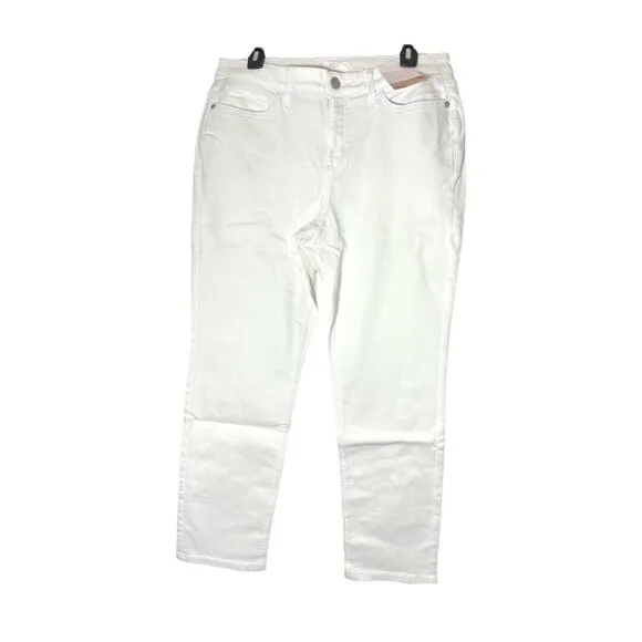 LC Lauren Conrad Womens White Mid Rise Boyfriend Straight Leg Jeans Sz 8 NWT